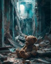 Teddy Bear Among Ruins Royalty Free Stock Photo
