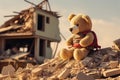 Teddy Bear Sits Atop House Ruins After Earthquakes Destruction