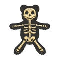 teddy bear skeleton line art color sketch vector