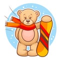 Teddy bear with snowboard Royalty Free Stock Photo