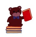 Teddy Bear student with a book in his paw
