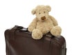 Teddy bear with suitcase Royalty Free Stock Photo