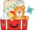 Teddy Bear in the Suitcase of Toys