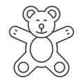 Teddy Bear thin line icon, Kids toys concept, plush toy sign on white background, Little teddy bear icon in outline Royalty Free Stock Photo