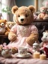 Teddy Bear Throwing a Tea Party AI Generated Royalty Free Stock Photo