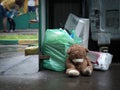 bear thrown in the trash like garbage