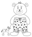 Teddy-bear with a toy horsy, contours Royalty Free Stock Photo