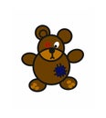 Teddy bear toy illustration with button and patch isolated on white background Royalty Free Stock Photo