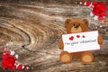 Teddy Bear Toy Present Gift Note. I am your Valentine