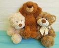 Teddy bear toy on a wooden three family