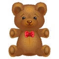 Teddy bear vector brown with a red bow.