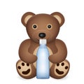 Teddy bear with water bottle Royalty Free Stock Photo