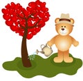 Teddy bear watering tree love