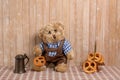 Bavarian dressed Teddy bear Beer mug Brezel