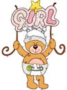 Teddy bear welcome baby girl Royalty Free Stock Photo