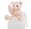Teddy bear on a white potty Royalty Free Stock Photo