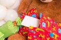 Teddy Bear, Wrapped Presents and Balloons with White Card