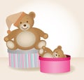 Teddy bears in boxes Royalty Free Stock Photo