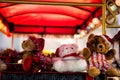 Teddy bears with Christmas light bokeh Royalty Free Stock Photo