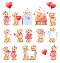 Teddy Bears Set Valentine Vector Illustration Royalty Free Stock Photo