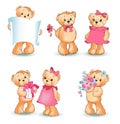 Teddy Bears Set Valentine Vector Illustration Royalty Free Stock Photo