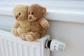 Teddy bears on the heater Royalty Free Stock Photo