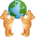 Teddy bears holding world globe Royalty Free Stock Photo