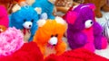 Teddy bears in the local market, Puttaparthi, India. Close-up