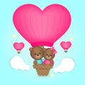 Teddy bears love balloon cute love valentines day cards for happy women mothers valentines day birthday greeting card design print