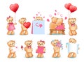 Teddy Bears Set Valentine Vector Illustration Royalty Free Stock Photo