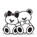 teddy bears sitting together. Vector illustration decorative design Royalty Free Stock Photo