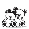 teddy bears sitting together. Vector illustration decorative design Royalty Free Stock Photo