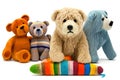 Teddy bears toys on white background, illustration generated by AI