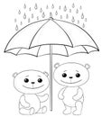 Teddy bears and umbrella, contours