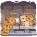 Teddy bears are watching a movie