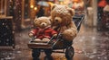 Teddy Bears in Winter: A Snowy and Festive Scene