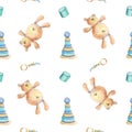 Teddy bears and wooden toys pattern