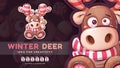 Teddy deer with candy - cute sticker.