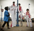 Teddy girl with street performers