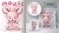 Teddy mouse poster and merchandising. Royalty Free Stock Photo