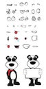 Teddy panda bear cartoon emotions set singboard