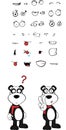 Teddy panda bear cartoon emotions set 8