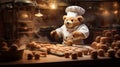 Teddy\'s Bakehouse: Chef Teddybear Creating Sweet Delights in the Bakery