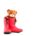 Teddybear in rubber boots Royalty Free Stock Photo