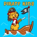 Funny cartoon pirate captain bear character on tje ship illustration wall art t shirt graphic design