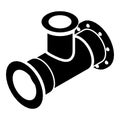 Tee pipe icon, simple black style Royalty Free Stock Photo