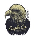 Tee print design with eagle drawing