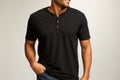 tee shirt sleeve Henley shirts isolated on a transparent background.