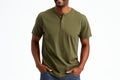 Tee shirt sleeve henley shirts isolated on a transparent background.