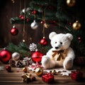 TEEDY BEAR IN CHRISTMAS DECORATIN GENERATED BY AI TOOL